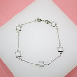 Square CZ Cubic Zirconia Stone Bracelet (I166)