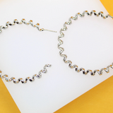 18K Rhodium Filled Thick Spiral Hoops Lever Back Earrings (J242-244)
