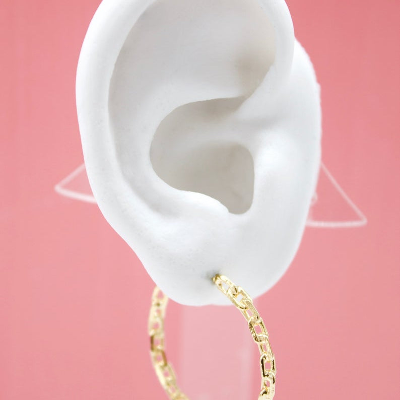 18K Gold Filled Paper Clip Open Hoop Earrings (K165)(K168)(K211)(K235)
