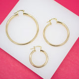 18K Gold Filled 6mm Thin Lever Back Hoop Earrings (J31)(J33)(J35)
