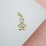 18K Gold Filled CZ Stone Pendant Boy & Girl