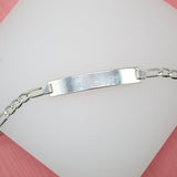 Customizable Tag Plate Bracelet With Figaro 4mm Link Chain (XX7)