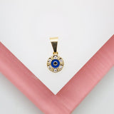 18K Gold Filled Evil Eye With CZ Cubic Zirconia Stone Jewelry Making Minimal Pendant