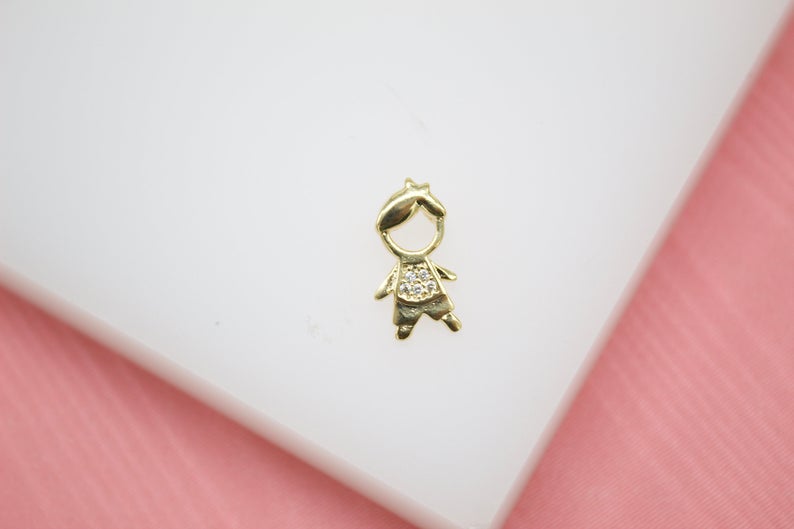18K Gold Filled Girl & Boy Pendant