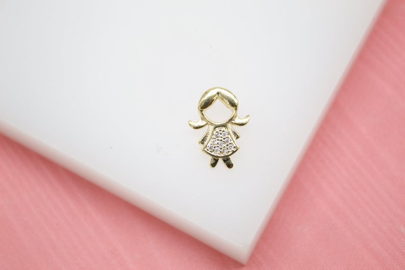 18K Gold Filled Girl & Boy Pendant