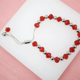 18K Rhodium Filled Green, Red Gemstone Beaded Natural Stone Adjustable Bracelet