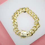 18K Gold Filled 10mm Thick Chunky Cuban Curb Bracelet