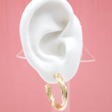 18K Gold Filled Open Hoop Twisted Rope Stud Earrings (J129)