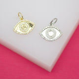 18K Gold Filled Evil Eye Charms With CZ Stones Outline