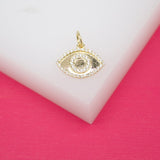 18K Gold Filled Evil Eye Charms With CZ Stones Outline