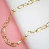 18K Gold Filled 7mm Diamond Cut PaperClip Chain (F191)