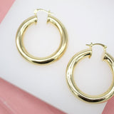 18K Gold Filled Thick Hoop Earrings (J25)