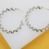 18K Rhodium Filled Thick Spiral Hoops Lever Back Earrings (J242-244)