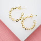 18K Gold Filled Paper Clip Open Hoop Earrings (K165)(K168)(K211)(K235)