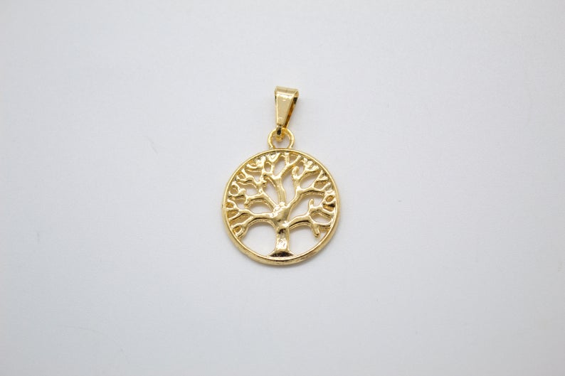 18K Gold Filled Gold Tree Of Life Minimalist Cubic Zirconia Bracelet (A24)