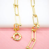18K Gold Filled Paper Clip Bead Link Chain Necklace (F284)