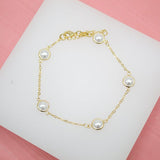 Pearl Rolo Chain Bracelet (I104)