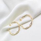 Paper Clip Gold Open Hoops (K181A)