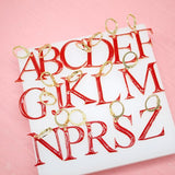 18K Gold Filled Enamel Color Letter A-Z Letter Pendant French Hook (A69)