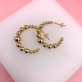 18K Gold Filled Beaded Open Hoop Earrings (K75)