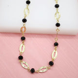 18K Gold Filled Black Bead Chain Necklace (G3)
