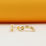 Gold Beaded Pearl Curve Earrings (K100)
