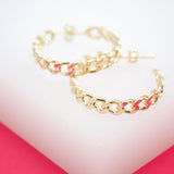 18K Gold Filled 5mm Slim Curb Cuban Open Hoops(K199)