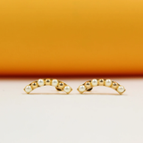 Gold Beaded Pearl Curve Earrings (K100)