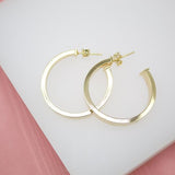 18K Gold Filled Flat Open Hoop Earrings (J67)(J68)(J69)