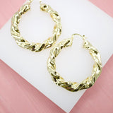 18K Gold Filled Twisted Thick Leverback Hoop Earrings (K25-27)