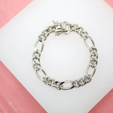 18K Gold Filled Figaro 7mm Link Chain Bracelet (I362)