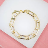 18K Gold Filled 9mm Paper Clip Bracelet (I356)