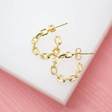 18K Gold Filled Paper Clip Open Hoop Earrings (K165)(K168)(K211)(K235)