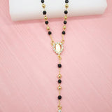 Catholic Gold Bead Rosary with CZ Crucifix & Virgin Mary Charm (G201A) (H112A)