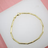 18K Gold Filled Bead Bar Chain Bracelet (I202)