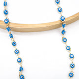 18K Gold Filled Light Blue Evil Eye Link Necklace (F132)