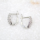 18K Rhodium Filled Oval Layered Pave Huggies (L274)