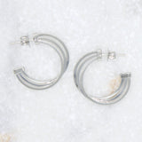 18K Rhodium Filled Triple Hoop Open Hoop Earrings (L47)