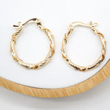 18K Gold Filled Small Hollow Twisted Lever back Hoop Earrings (J114)