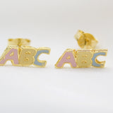 Gold Filled ABC Pendant Necklace Set & Earrings (XX15)
