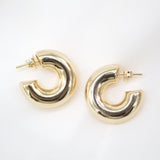 18K Gold Filled 7mm Thick Chunky Open Hoop Earrings(J64)