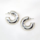 18K Gold Filled 7mm Thick Chunky Open Hoop Earrings(J64)