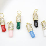 18K Gold Filled Enamel Pill Pendant With Micro Pave Cz stones (A183)