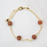 18K Gold Filled Brown aventurine Bead Curb Bracelet