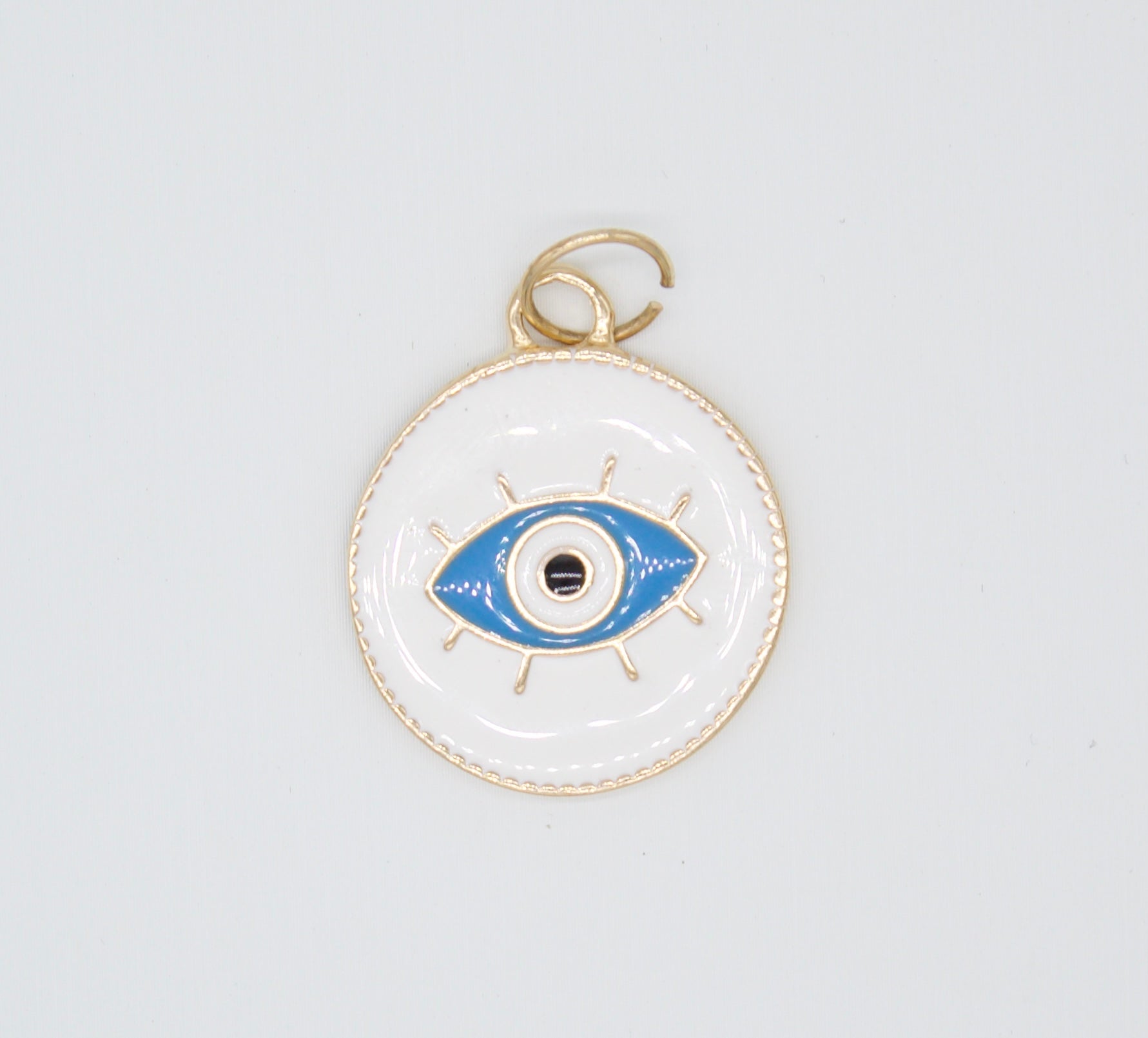 18K Gold Filled Enamel Medallion Evil Eye Pendant Charm (A34)