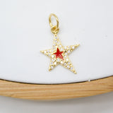 18K Gold Filled Small Enamel Star Pendant with Micro Pave Cubic Zirconia CZ Stone