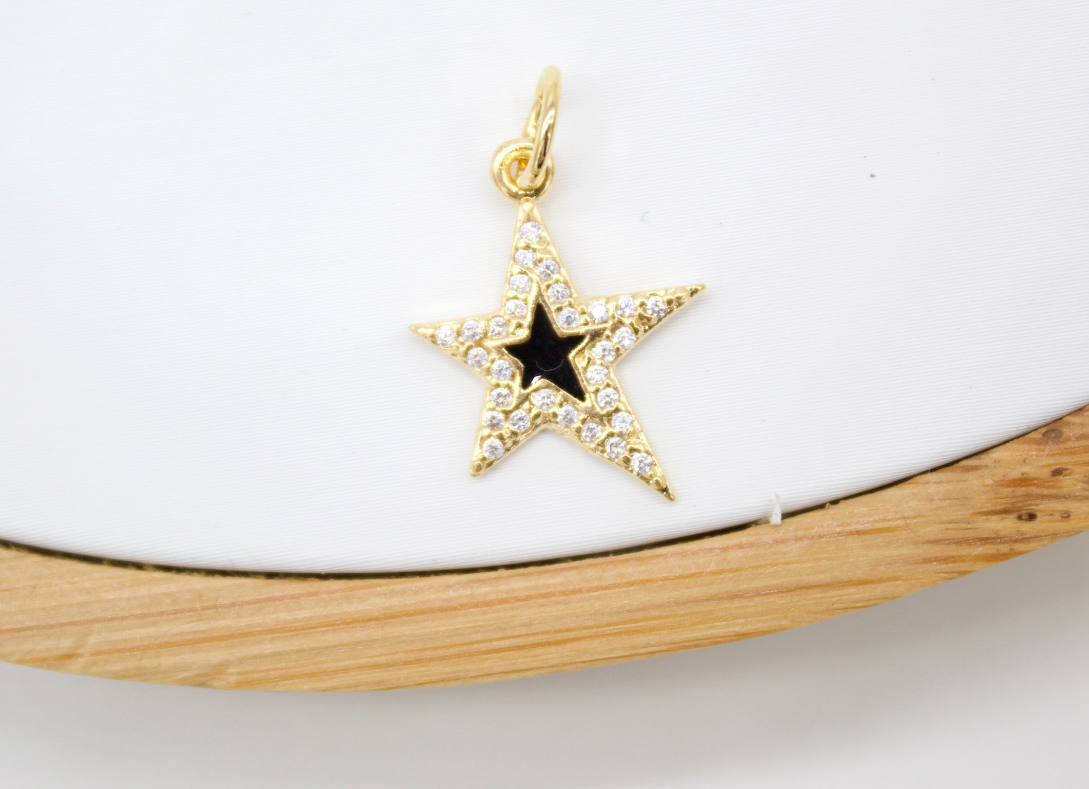 18K Gold Filled Small Enamel Star Pendant with Micro Pave Cubic Zirconia CZ Stone