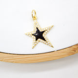 18K Gold Filled Large Enamel Star Pendant with Micro Pave Cubic Zirconia CZ Stone