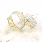 18K Gold Filled Round Thick Huggies Earrings With Micro Clear CZ Stones (L271)