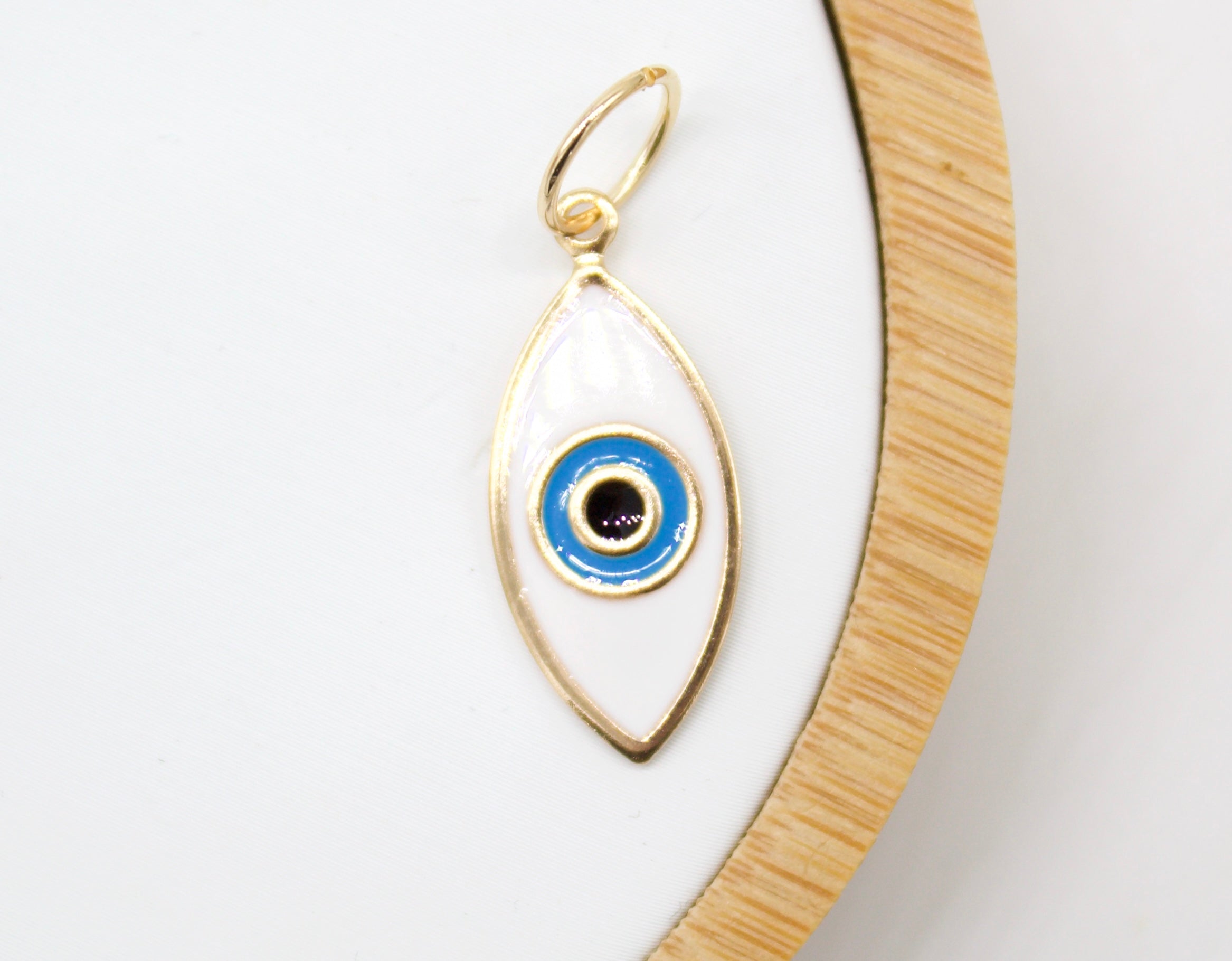 18K Gold Filled Oval Evil Eye Charm